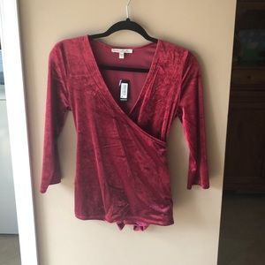 Express Red velvet wrap top
